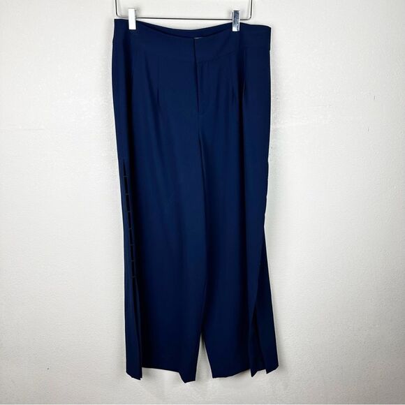 Alice And Olivia Navy Wide Leg Cut Out Pants Trouser Size 12 - Picture 1 of 7